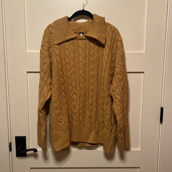 Free People Cable-Knit Collared Sweater - Picture 1 of 5